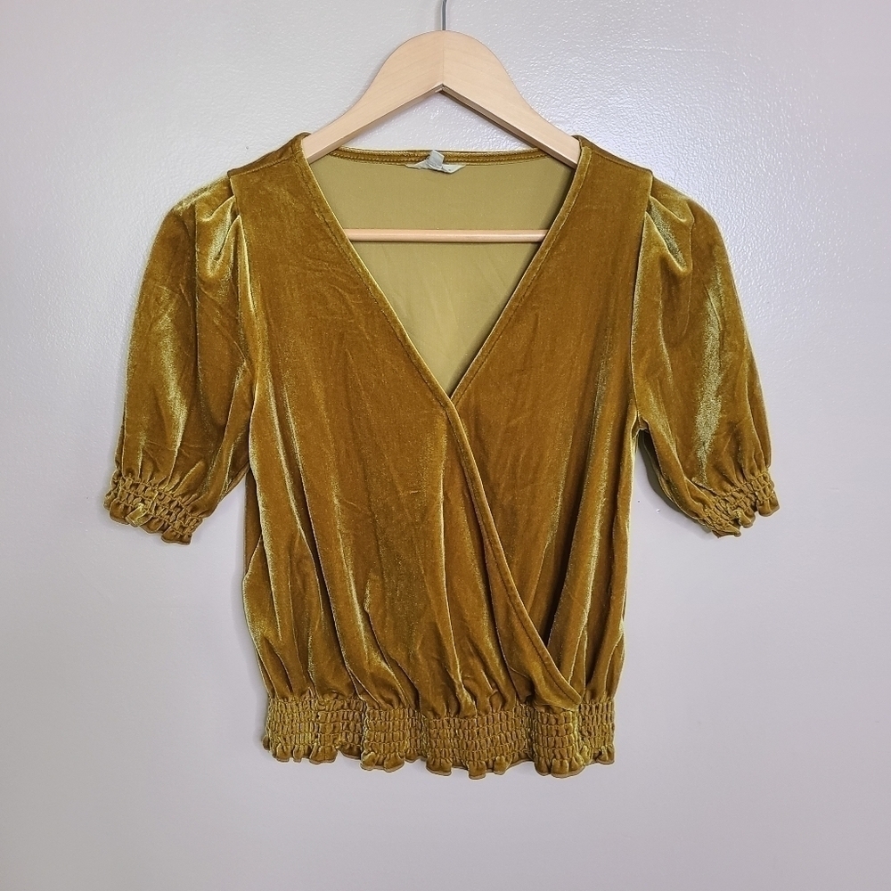 Madewell Velvet Smocked Crossover Top - Picture 3 of 11